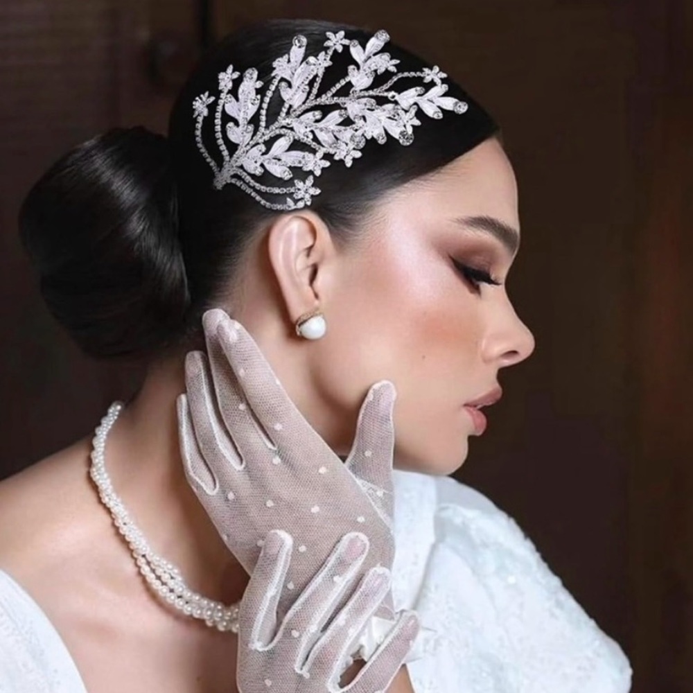 Silver Rhinestone Embellished Sparkly Handmade Hair Pieces